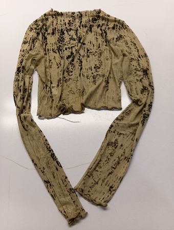 Long-Sleeve Tan and Black Tie-Dye Shirt