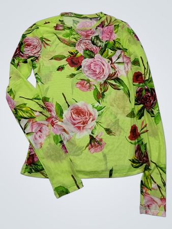 Lime Green Floral Long-Sleeve Shirt