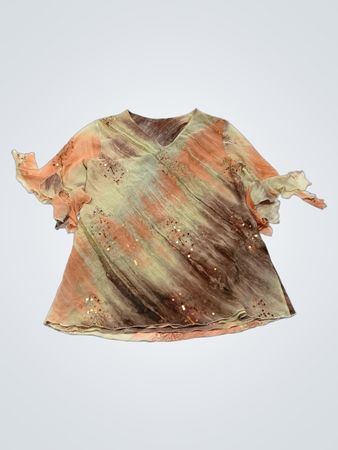 Brown and Orange Embellished Top