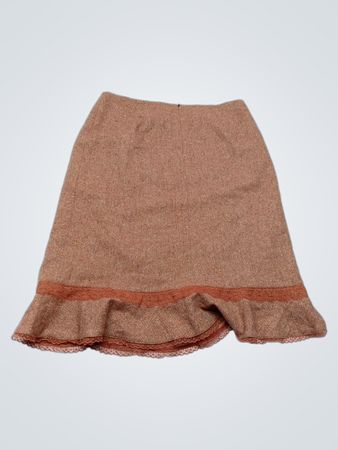 Brown Skirt with Lace Trim
