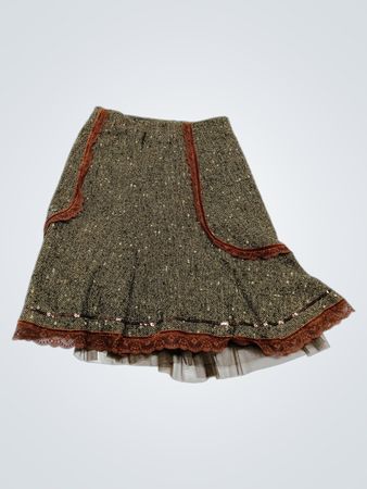 Brown Embroidered Skirt