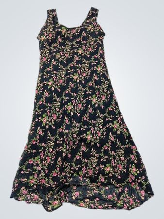 Unbranded Black Floral Sleeveless Midi Dress