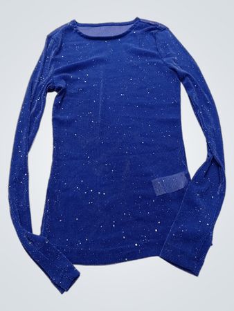 Blue Sequined Long-Sleeve Top