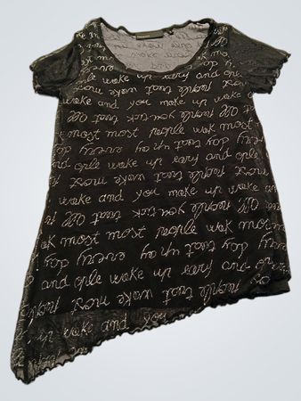 Black Lace T-Shirt Dress with White Script