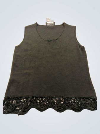 J.A.C. Black Sleeveless Top with Lace Trim