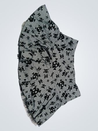 Gray Skirt with Black Skull Pattern