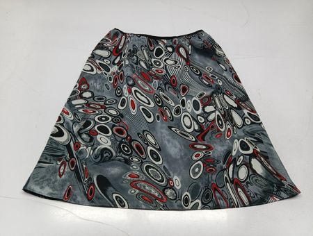 Louben Gray Skirt with Red White and Black Pattern