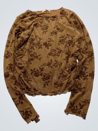 Brown Floral Long-Sleeve Shirt