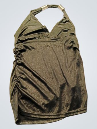 Shiny Olive Green Halter Top