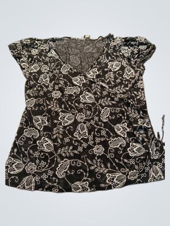 Black and White Floral Blouse