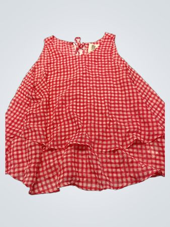 Red and White Gingham Sleeveless Top