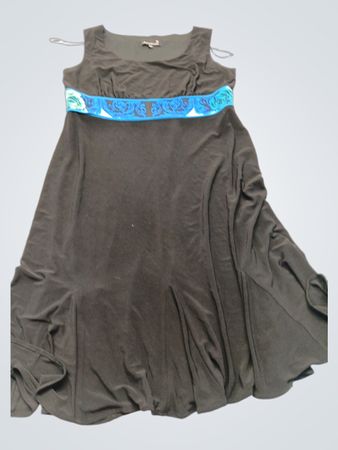Gray Dress with Blue Accent