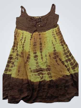 Brown and Green Tie-Dye Dress