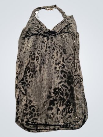 Gray Animal Print Halter Top