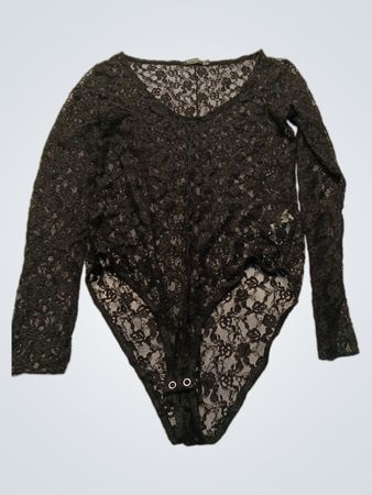 Stradivarius Black Lace Long-Sleeve Bodysuit