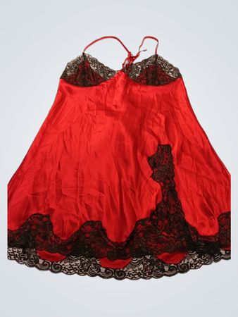 Frederick's of Hollywood Red Lace Trim Chemise