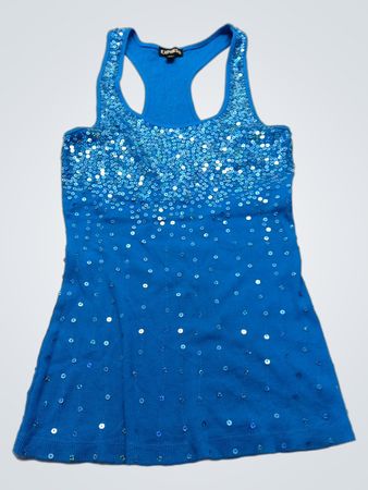 Express Blue Sequined Tank Top