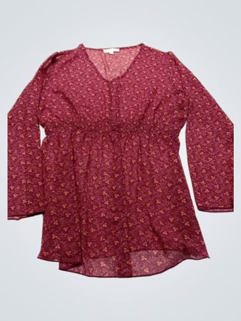 Promod Women's Red Floral Blouse