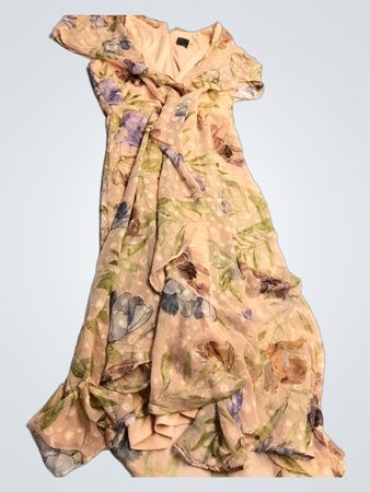 Gabby Style Floral Chiffon Wrap Dress
