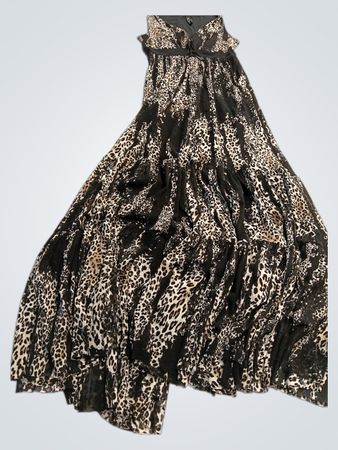 Elaina Kebtau Black and White Leopard Print Dress