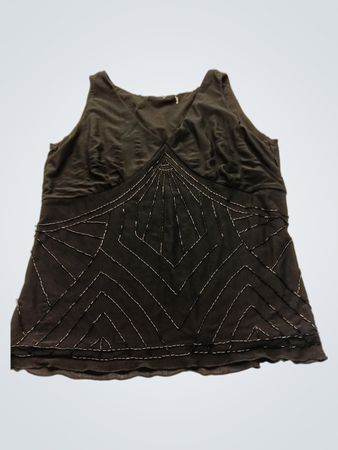 Black Embroidered Tank Top