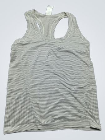 Athleta Gray Striped Racerback Tank Top