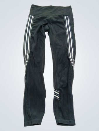Athleta Black Leggings with White Stripes
