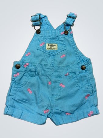 OshKosh B'gosh Blue Short Overalls with Pink Pineapples