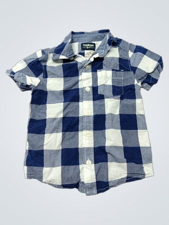 Oshkosh B'gosh Blue and White Plaid Short Sleeve Shirt