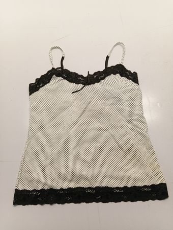 Women's White and Black Polka Dot Camisole