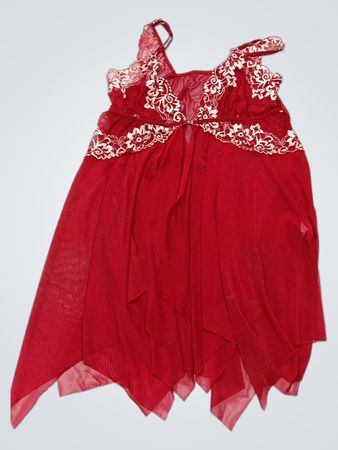 Red Dress with White Lace Details