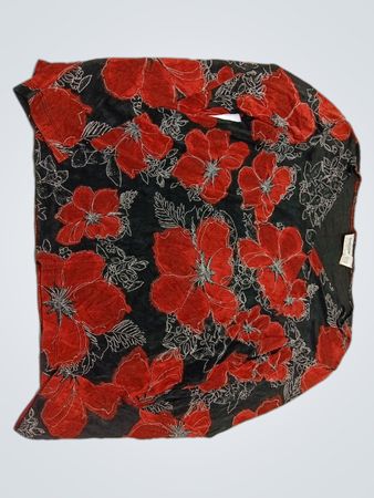 Chico's Red Floral Long-Sleeve Blouse