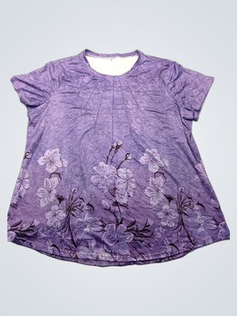Unbranded Purple Floral Print Tunic Top