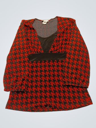 Carducci Red and Black Houndstooth Blouse