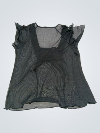 Unbranded Black Sheer Lace-Trim Blouse