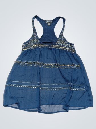 Living Doll Blue Embellished Tank Top Dress