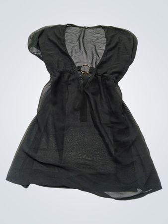 Black Short Sleeve Dress with Belt