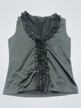 cocomo Gray Ruffled Sleeveless Top