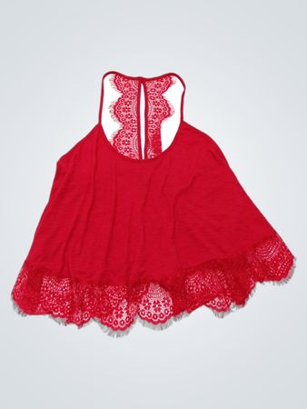Adore Me Red Lace Trim Cami Top
