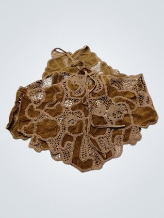 Brown Lace Trimmed Velvet Garment