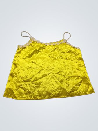 Yellow Camisole with White Lace Trim