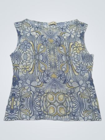 Pipeline Blue Floral Sleeveless Top