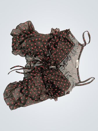 A.C.W Strawberry Print Mesh Cami Top