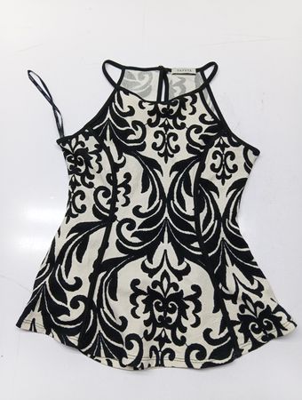 Black and White Floral Pattern Tank Top