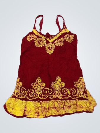 Red and Yellow Tie-Dye Romper