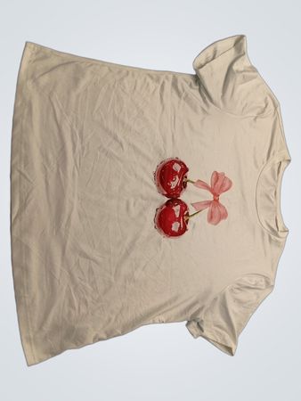 White T-Shirt with Cherry Design