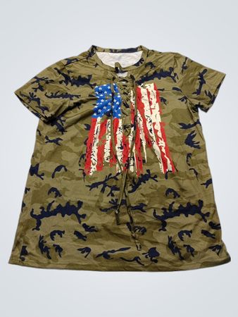 Camo T-Shirt with American Flag Design