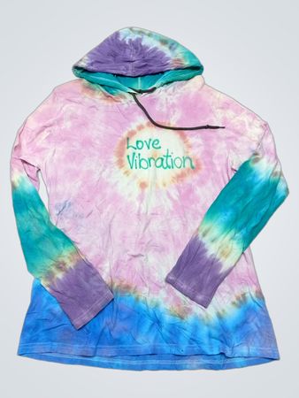 Tie-Dye Hoodie with Love Vibration Design