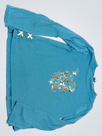 George Turquoise Long Sleeve Embroidered Top