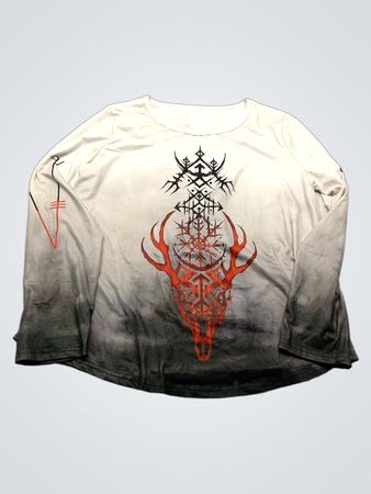 Long Sleeve T-Shirt with Deer Skull Design